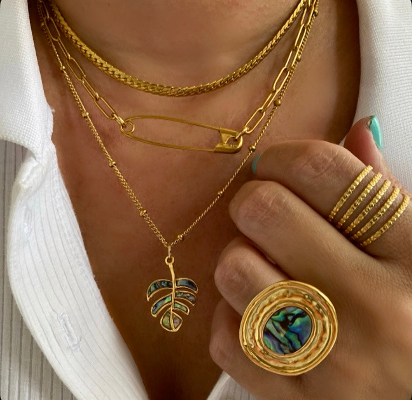 Monstera Abalone Necklace