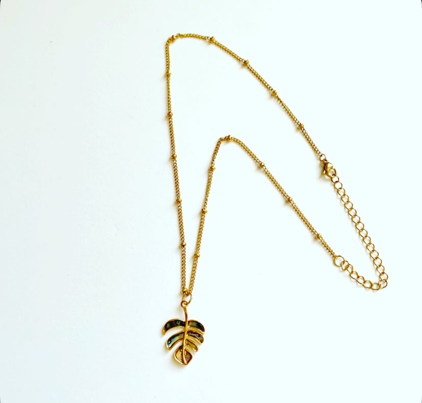 Monstera Abalone Necklace