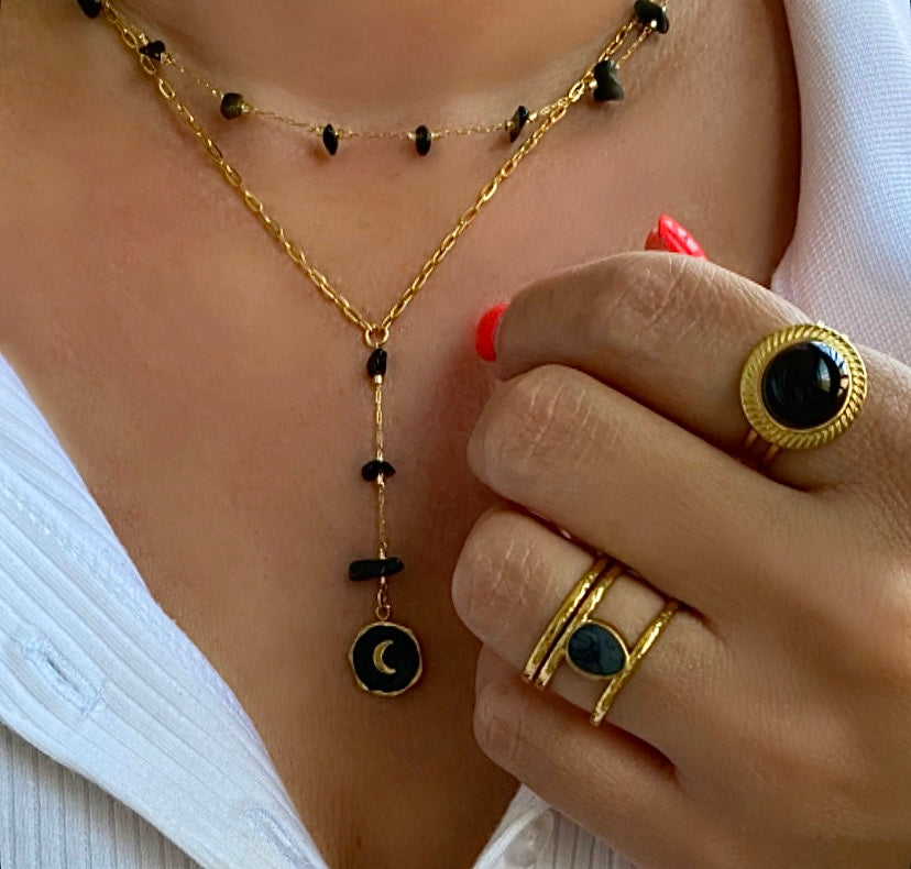 Black & Gold Moon Lariat