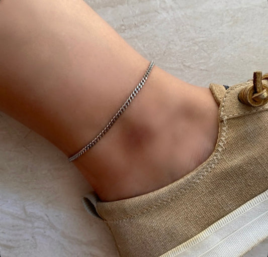 Cubanita silver Anklet