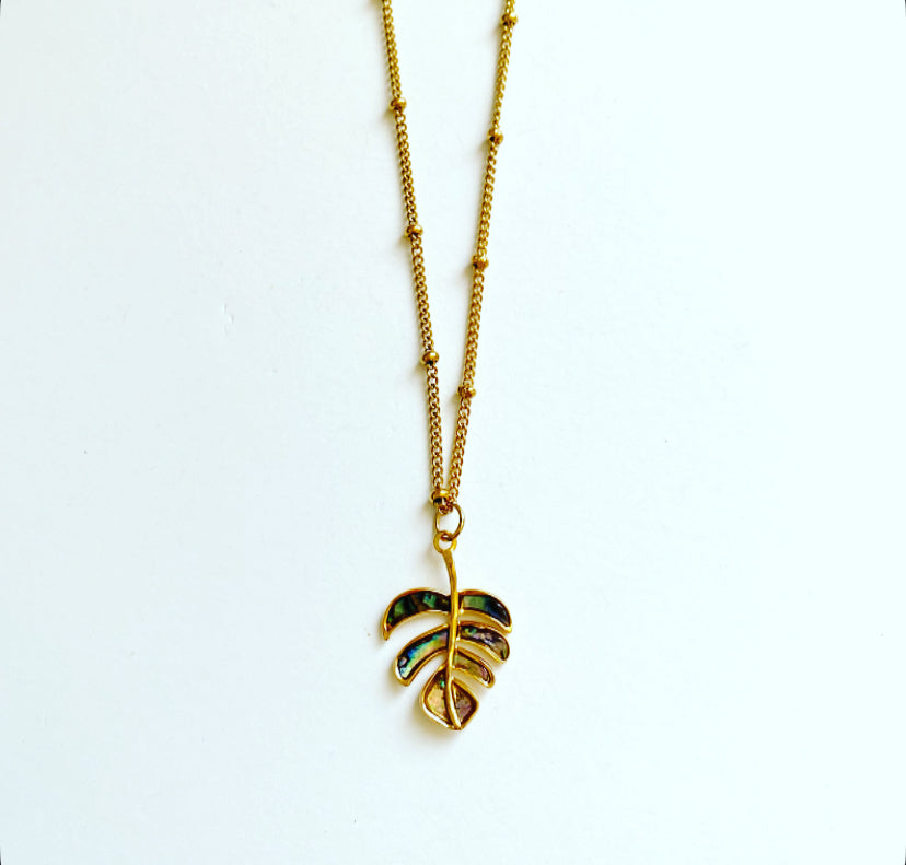 Monstera Abalone Necklace