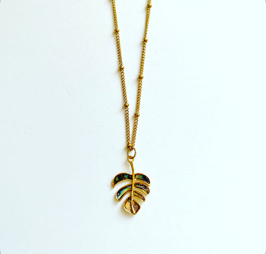 Monstera Abalone Necklace