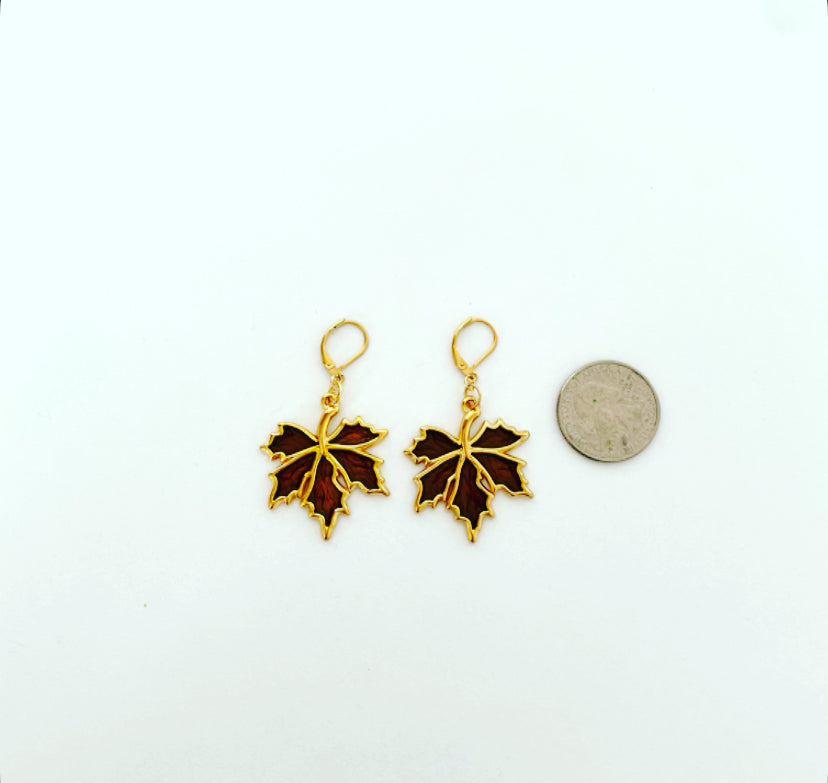 Brown & Gold Leaf Earrings