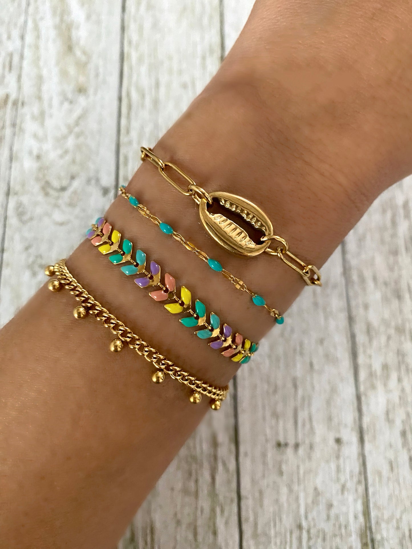 Golden Cowrie Shell Bracelet