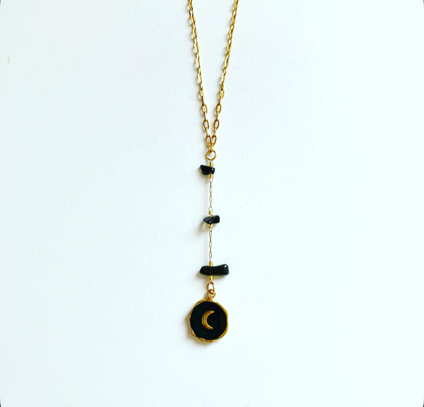 Black & Gold Moon Lariat