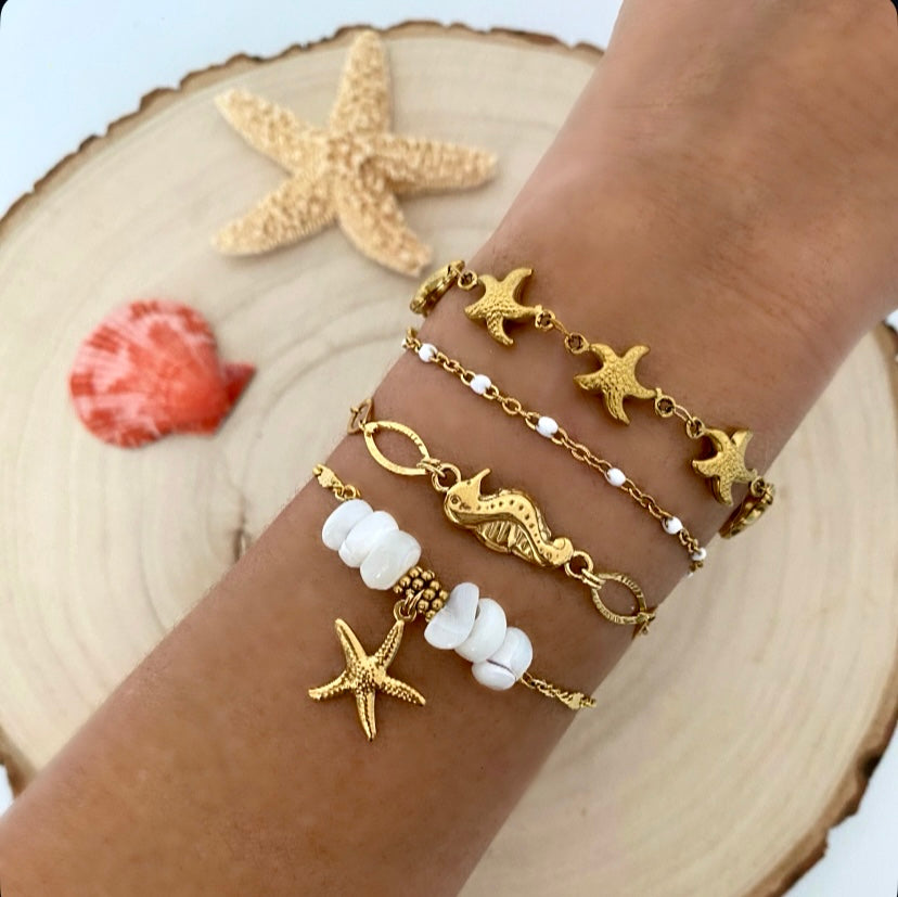 Glam White Starfish Bracelet