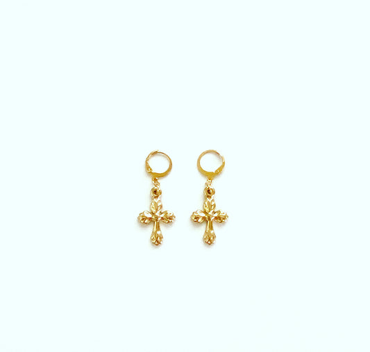 Gold Cross Hoops