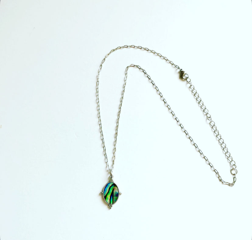 Silver abalone Necklace