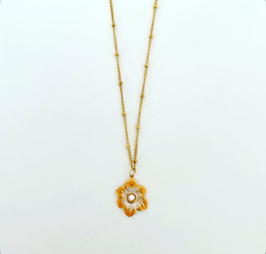 Orange Dahlia Necklace
