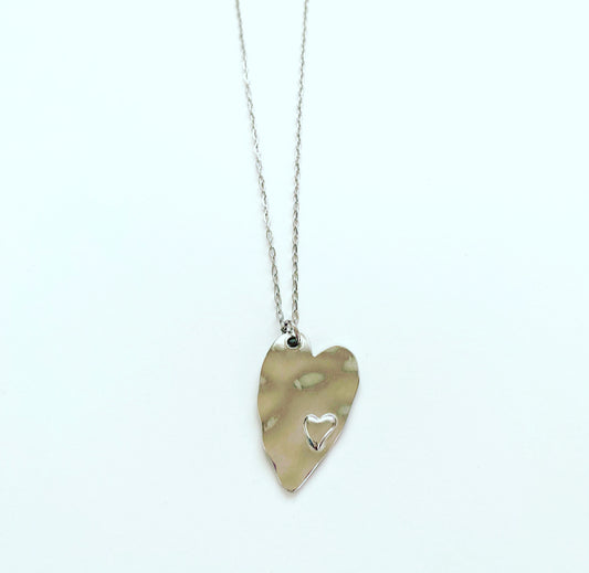 Silver Chunky Heart Necklace