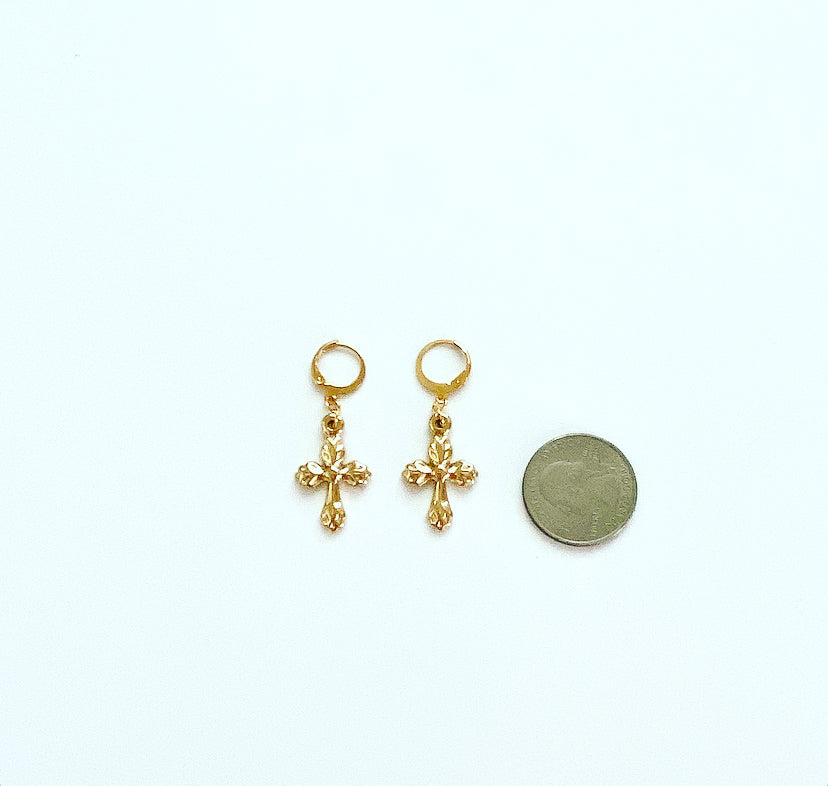 Gold Cross Hoops