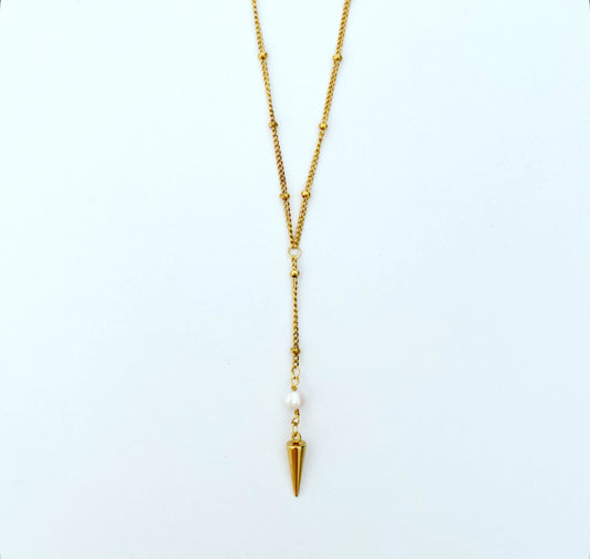 Pearl & Gold Spike Lariat
