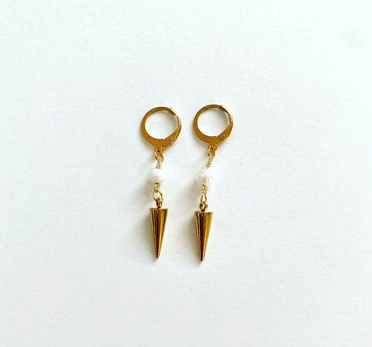 Pearls & Gold Spike Earrings