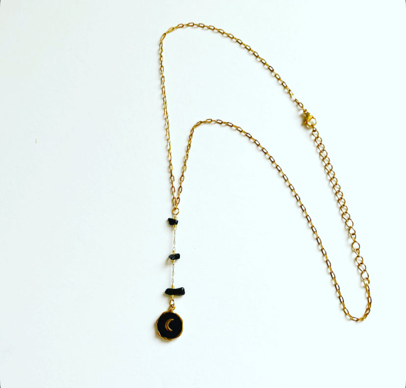 Black & Gold Moon Lariat