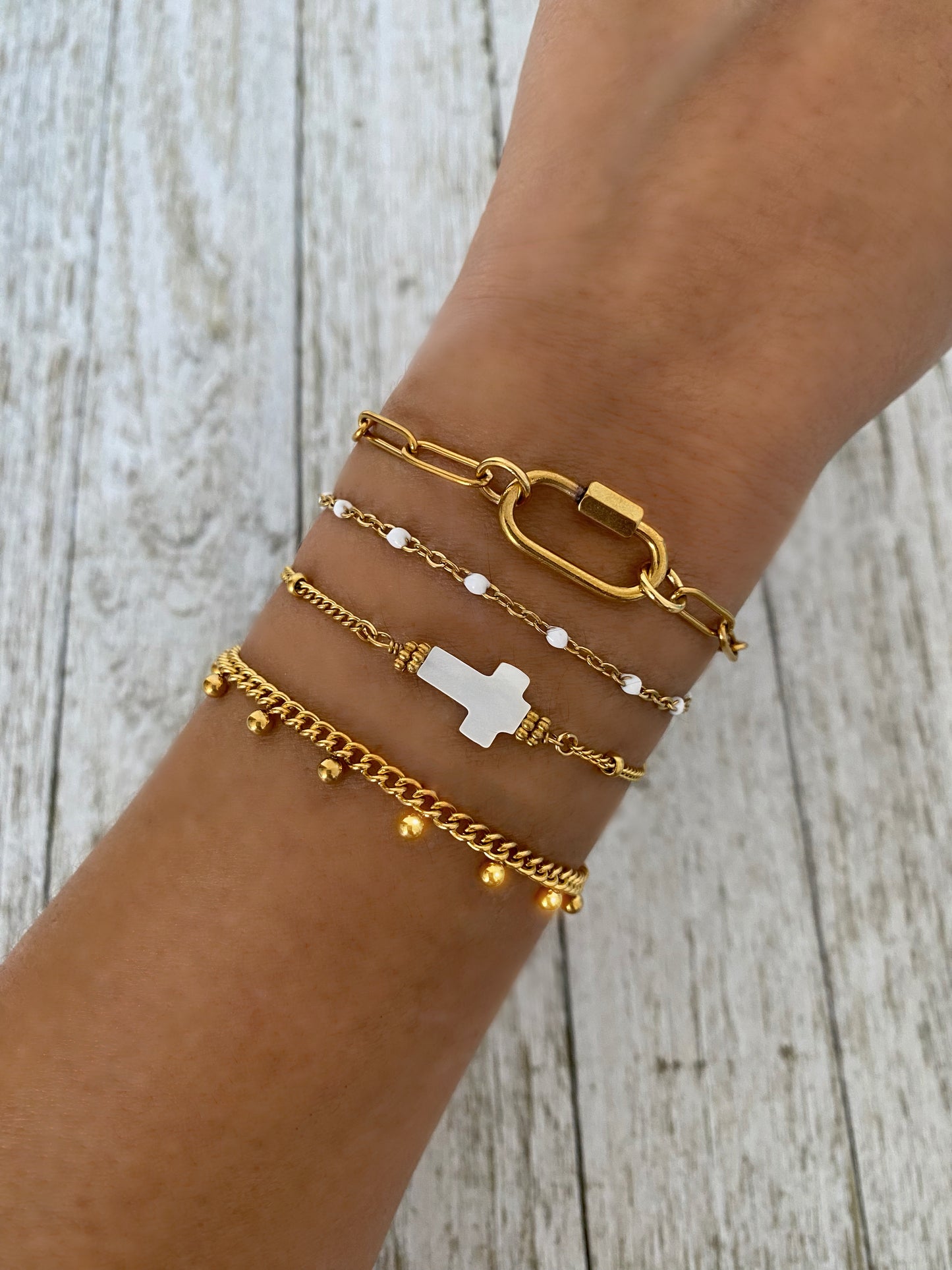 White Cross Bracelet