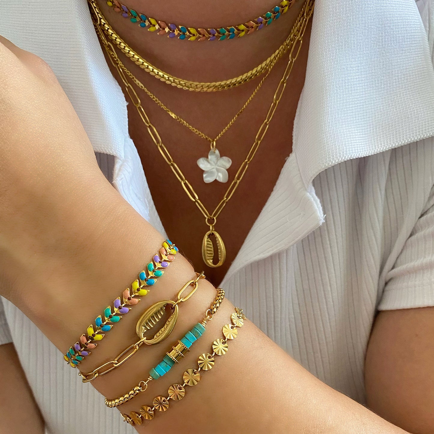 Golden Cowrie Shell Bracelet